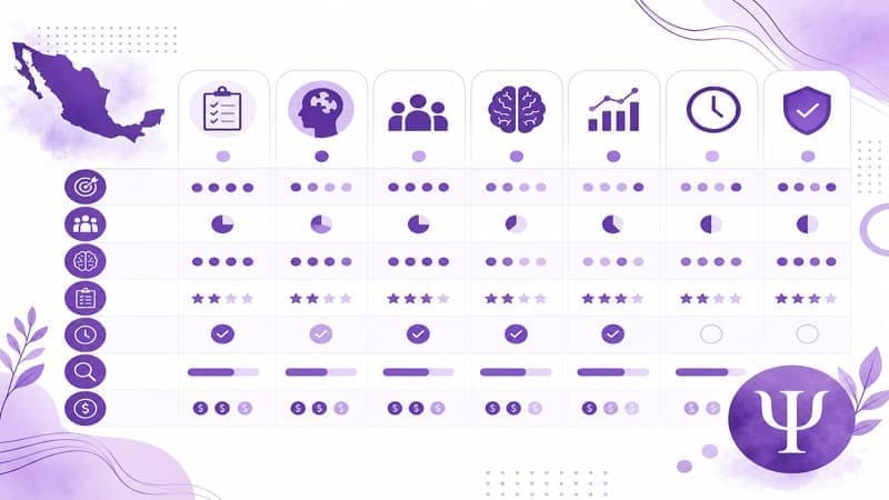 Gráfico comparativo de herramientas clínicas para psicólogos en México