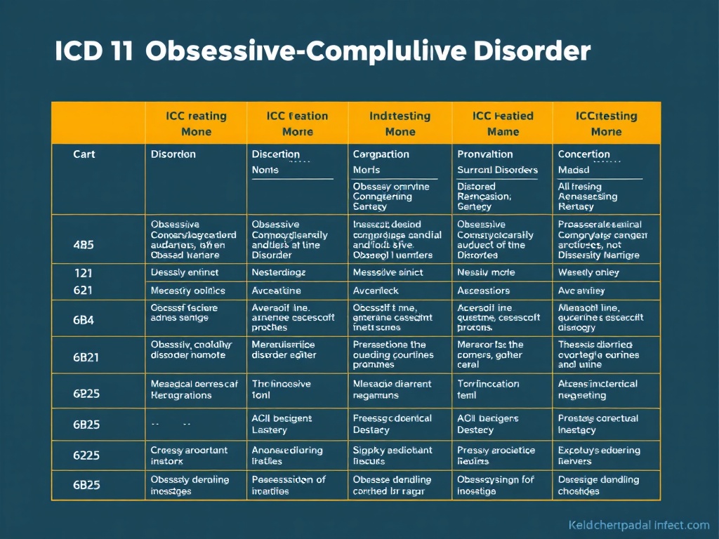 Tabla códigos CIE-11 6B20-6B25 trastorno obsesivo-compulsivo y relacionados