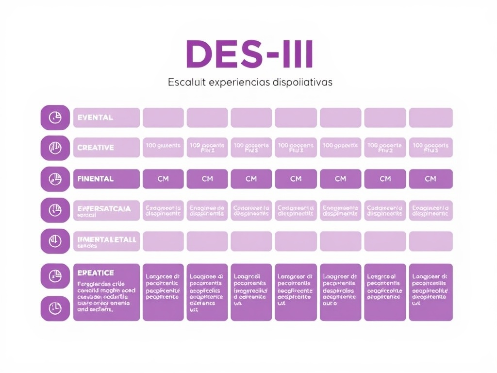 Escala visual del DES-II mostrando rango de puntuaci&oacute;n de experiencias disociativas