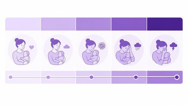Gráfico de interpretación EPDS escala 0-30, psicología perinatal púrpura