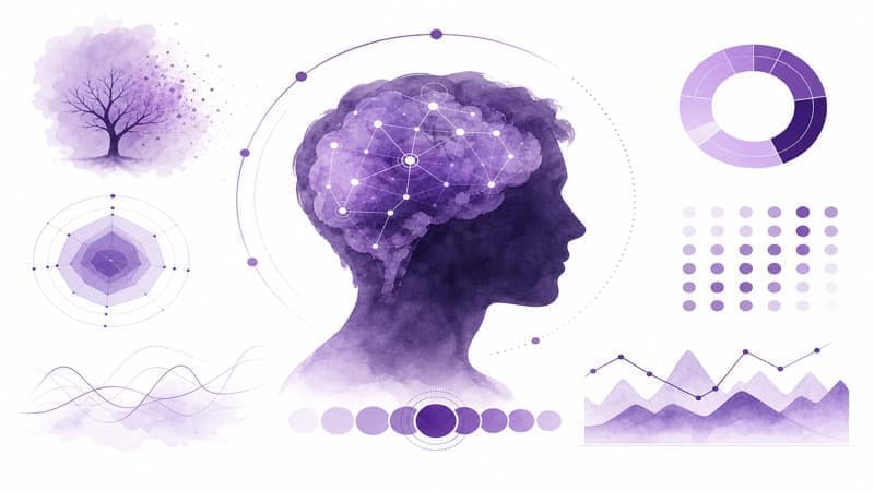 Visualización de evaluación de estrés postraumático en psicología clínica