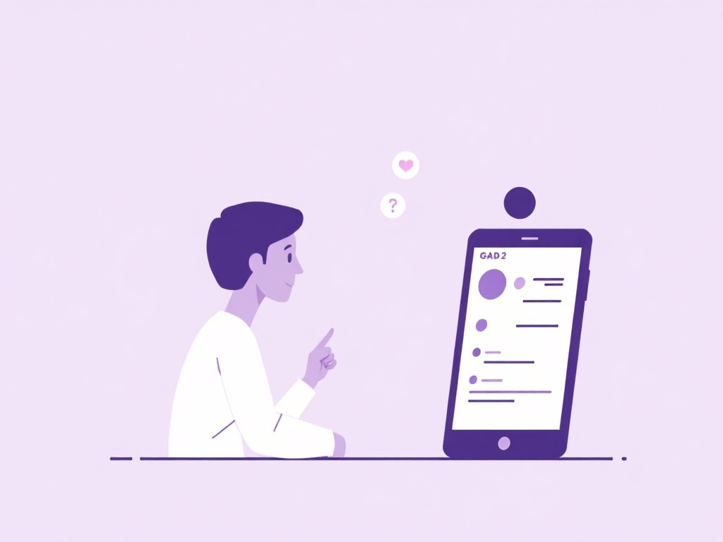 Profesional de salud mental realizando evaluaci&oacute;n de ansiedad con test GAD-2 en consulta cl&iacute;nica