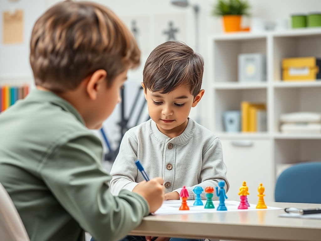 Psicólogo clínico evaluando perfil cognitivo de niño con batería WISC-V