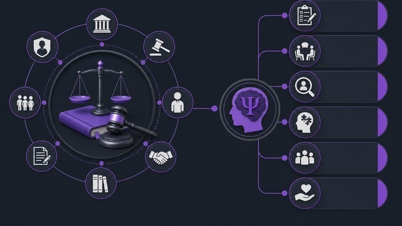 Diagrama marco legal Ley 1090 psicología Colombia púrpura