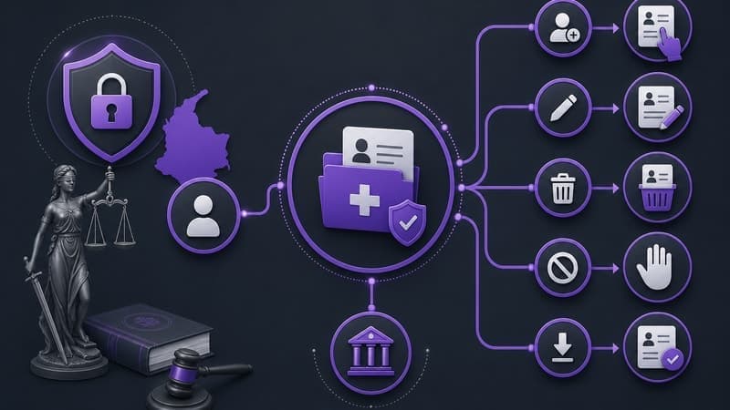 Diagrama Ley 1581 datos sensibles psicología clínica púrpura