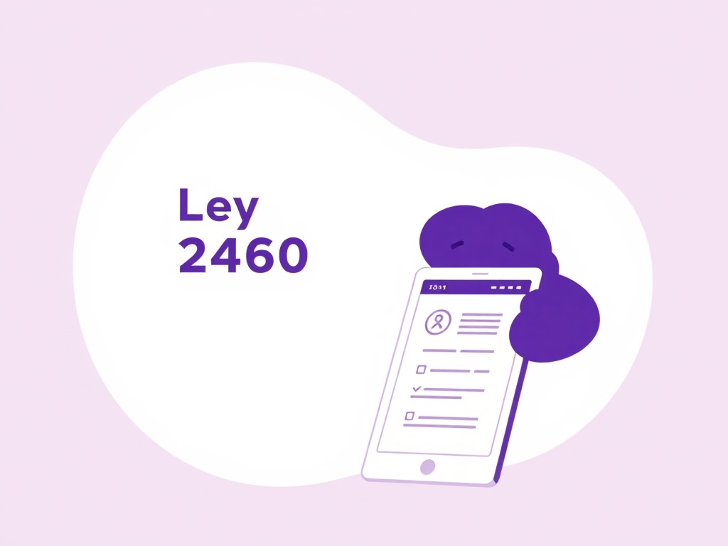 Documento de la Ley 2460 de 2025 sobre salud mental en Colombia con símbolo de justicia