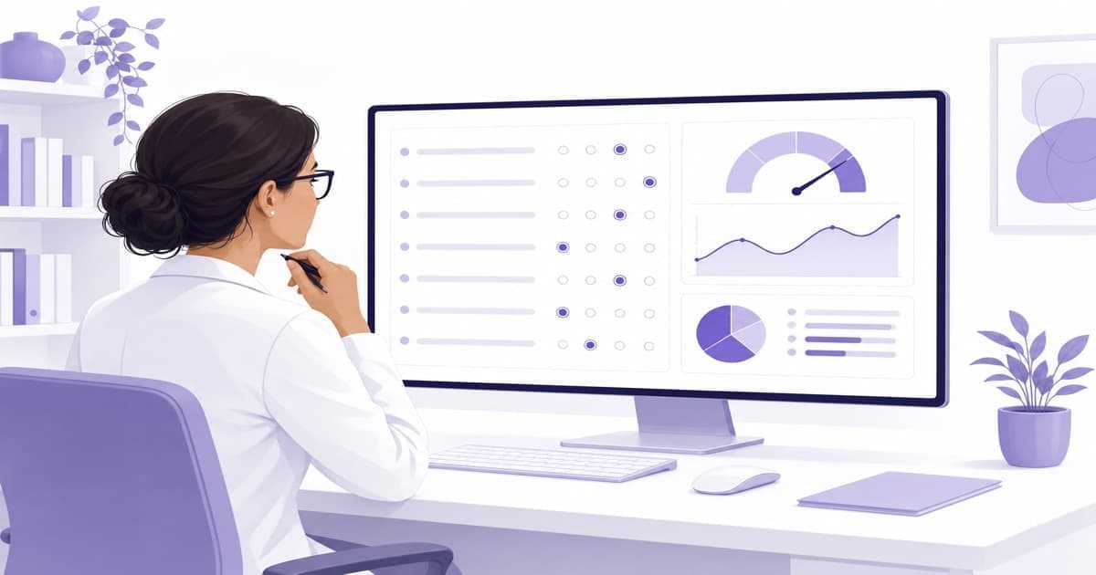 Evaluación GAD-7 de ansiedad en formato digital con tema púrpura clínico