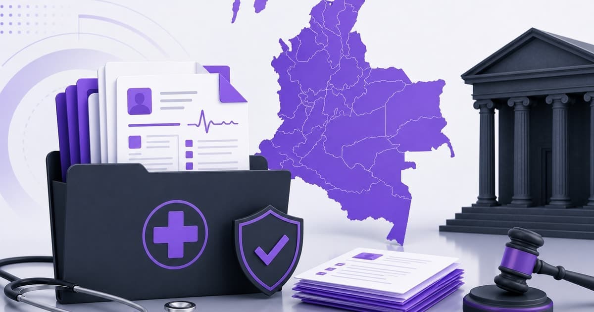 RIPS registros prestación servicios en tablet con interfaz clínica púrpura