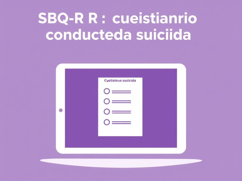 Tablet mostrando el cuestionario SBQ-R para evaluaci&oacute;n de conducta suicida en contexto cl&iacute;nico