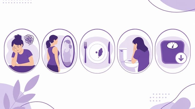 Gráfico interpretación SCOFF 5 ítems tamizaje alimentario púrpura