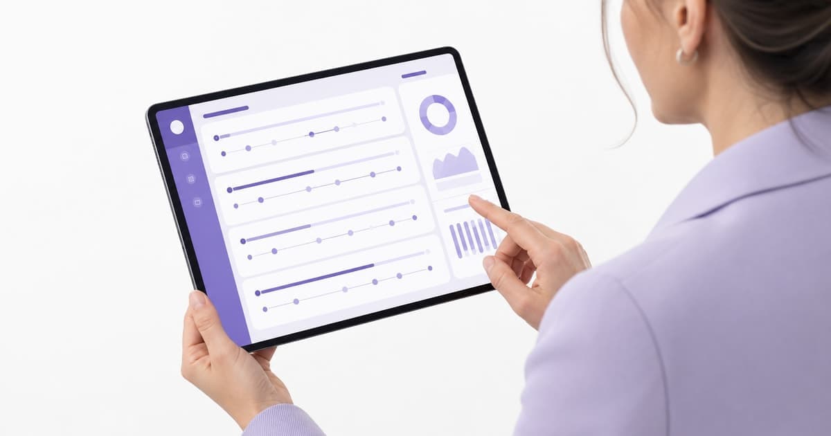Y-BOCS escala Yale-Brown TOC en tablet interfaz clínica púrpura